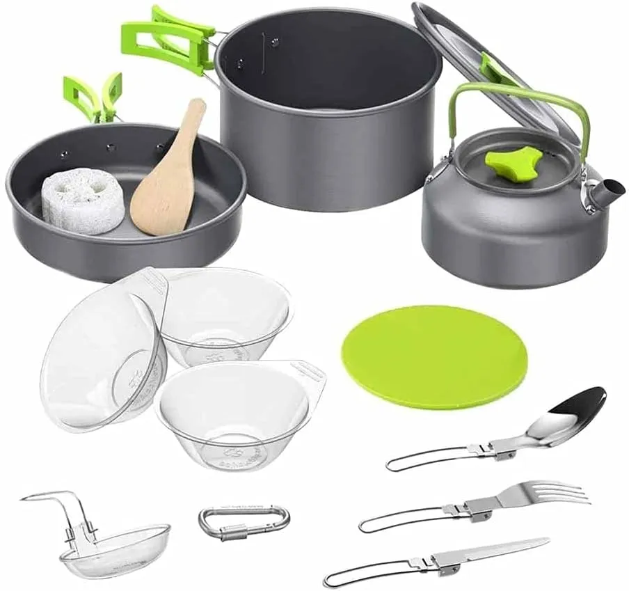1 Set Outdoor Tableware Kit Reusable Practical Lightweight Camping Tools Cookware Travelling Hiking Picnic BBQ Equipments