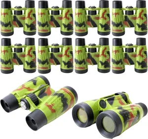 10 Pcs Jungle Binoculars Plastic Camouflage Safari Binoculars Nature Exploration Toy with Compass and Neck String for Explorers Gifts Outdoor Camping Adventure Hiking Travel
