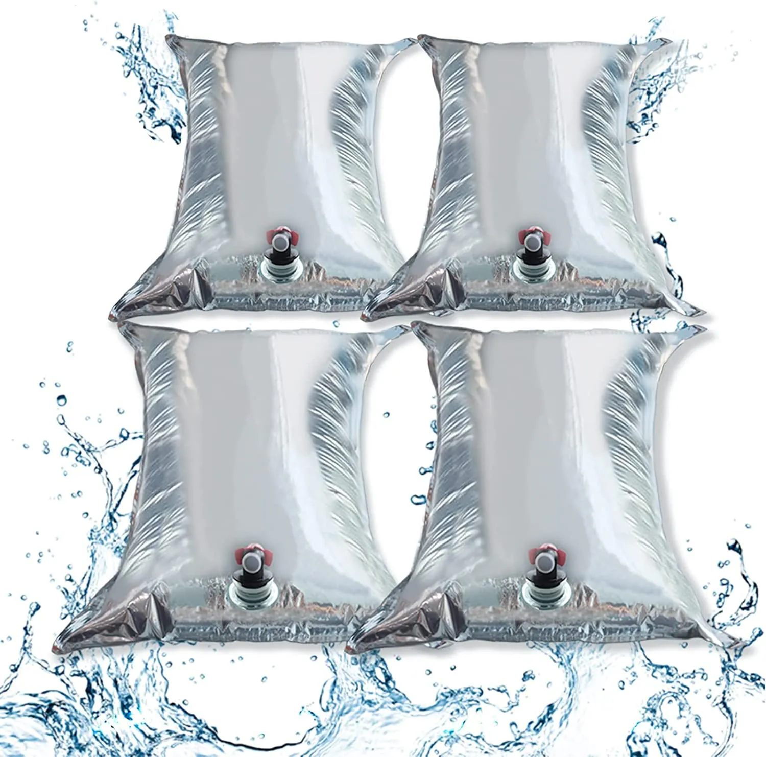 10.5 Gallon Water Storage Containers Water Bag, 4 × 2.6Gallon/10L Collapsible Emergency Water Jug Bags with Spigot, Portable Aluminized Sterile BIB Water Container for Camping ,Hiking ,Party（4Pcs）