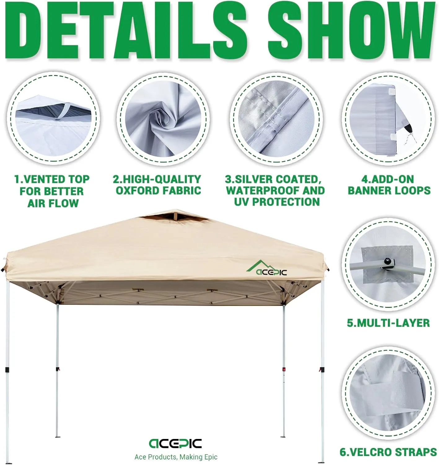 10x10 Canopy Replacement Top, Ez Up Canopy Tent Top Cover with Air Vent and Adjustable Elastic Strap,UV Waterproof for Outdoor Garden Patio Pavilion Sun Shade(Top Sidewall Only)