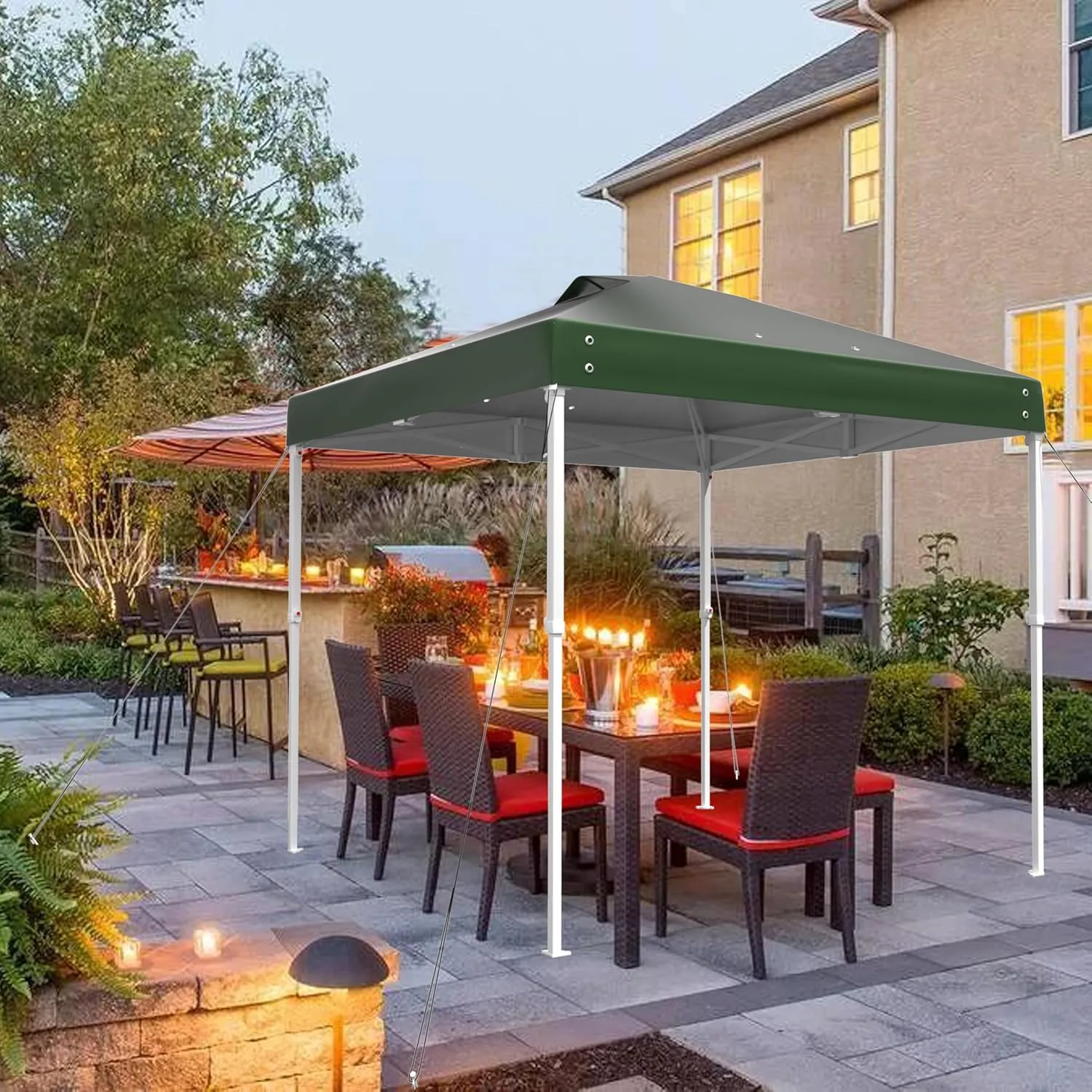 10x10 Canopy Replacement Top - Waterproof Pop Up Shelter for Outdoor Frame, Sun Shade Cover for Patio/Camping/Events with Wind Ropes (Sage Green, 9.8ft x 9.8ft)
