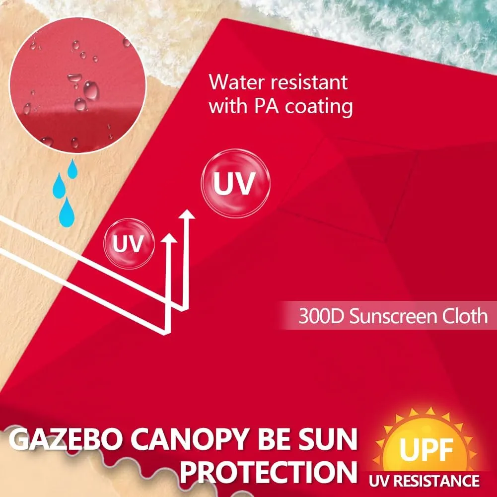 10'x10' Gazebo Canopy Replacement Top, Heavy-Duty Outdoor Waterproof Patio Cover, UV-Resistant Sun Shade Shelter for Deck, Garden, Backyard, BBQ Grill（Wavy Edge）