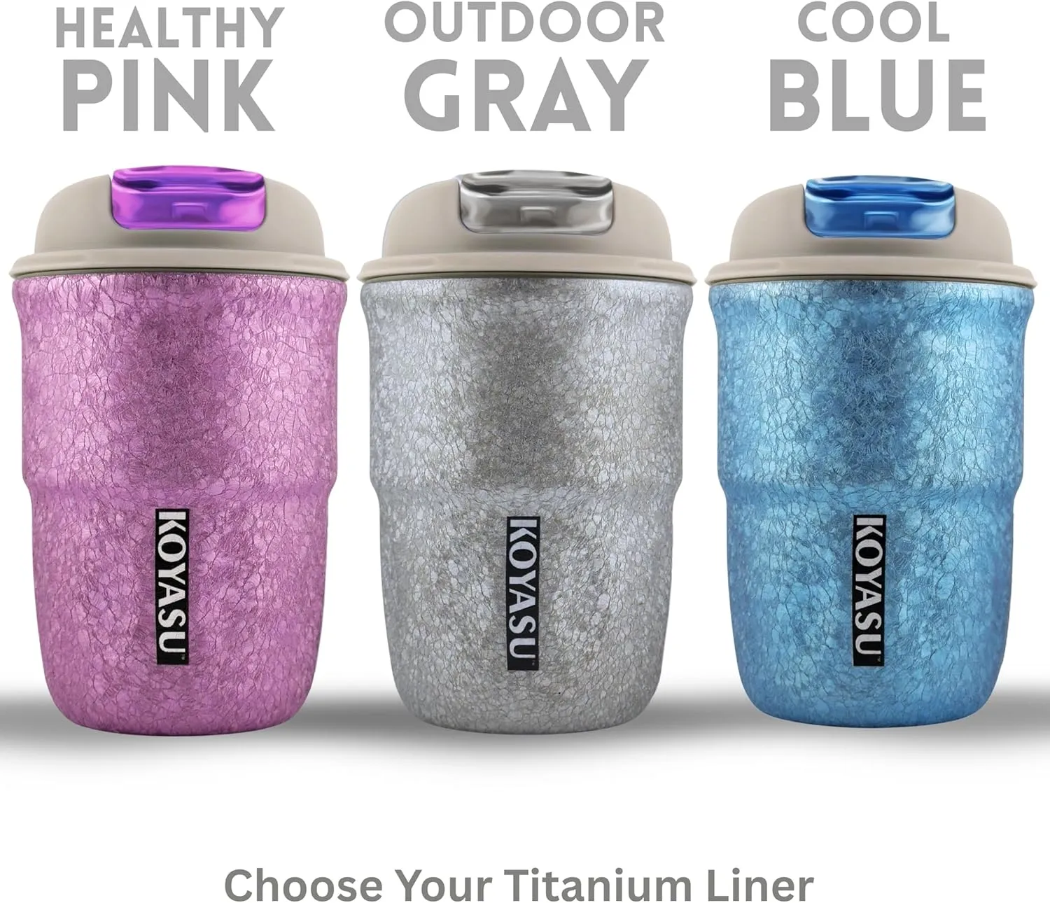11oz Titanium Liner Travel Mug with Lid, Double-Wall Vacuum Insulation, Wide Mouth, Leak-Proof, Chemical-Free & Healthy, men and women hot & cold drinks, for Indoor & Outdoor Use (Gray)