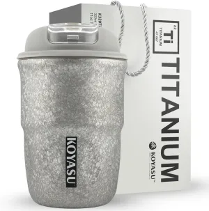 11oz Titanium Liner Travel Mug with Lid, Double-Wall Vacuum Insulation, Wide Mouth, Leak-Proof, Chemical-Free & Healthy, men and women hot & cold drinks, for Indoor & Outdoor Use (Gray)