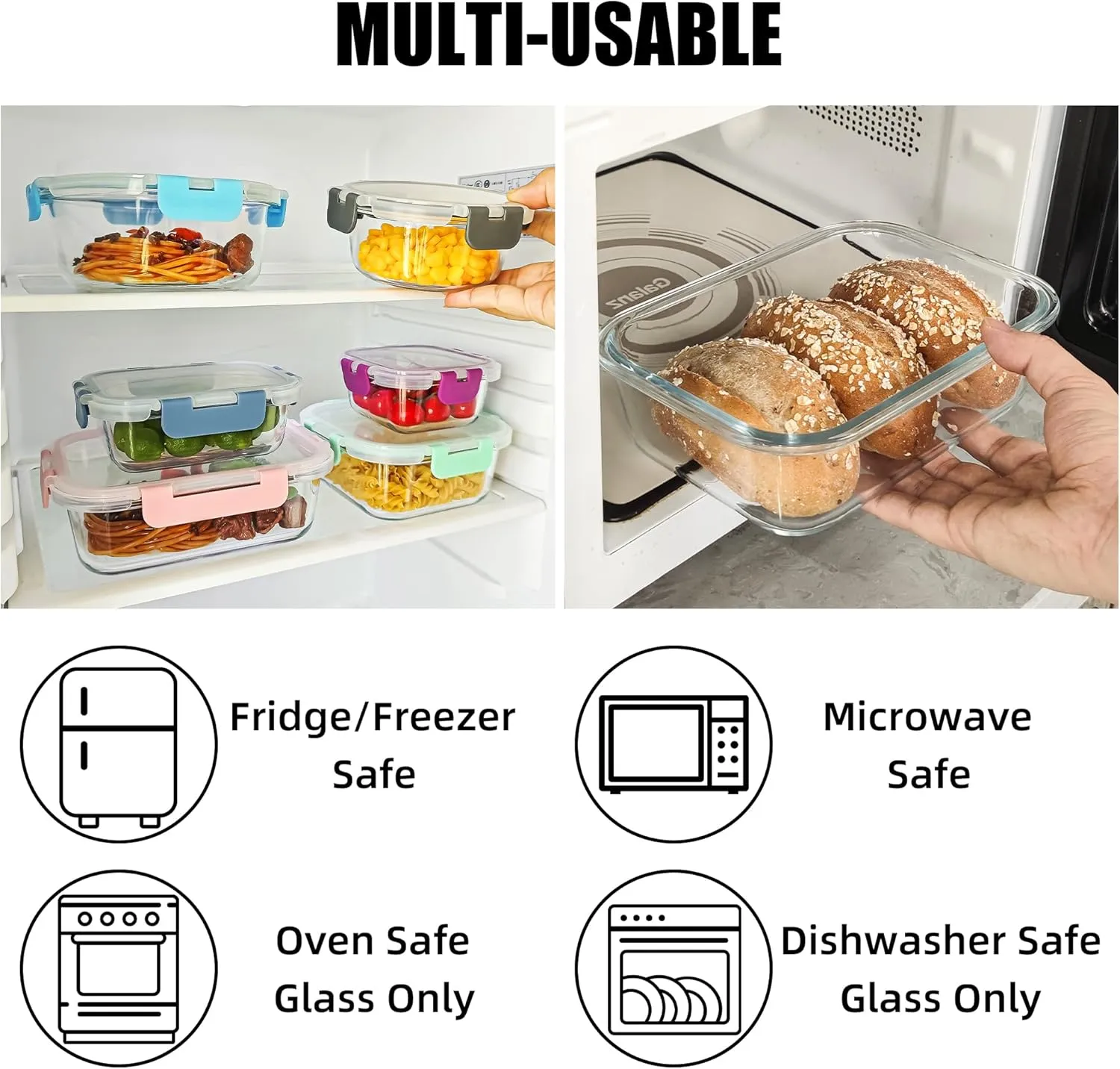 12 Pack Glass Food Storage Containers Set, Glass Meal Prep Containers with Lids, Airtight Lunch Containers, Dishwasher Safe, grey