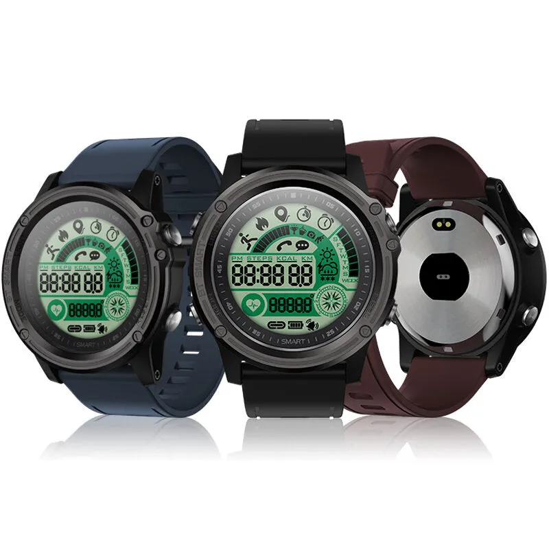 1.21 inch Full Touch Screen Sport Tracker Heart Rate Monitor Compass Call SMS Reminder Remote Control 3ATM Waterproof Smart Watch