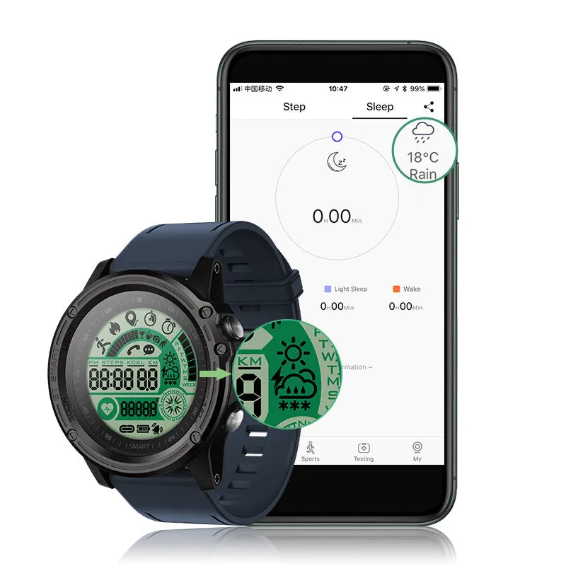 1.21 inch Full Touch Screen Sport Tracker Heart Rate Monitor Compass Call SMS Reminder Remote Control 3ATM Waterproof Smart Watch