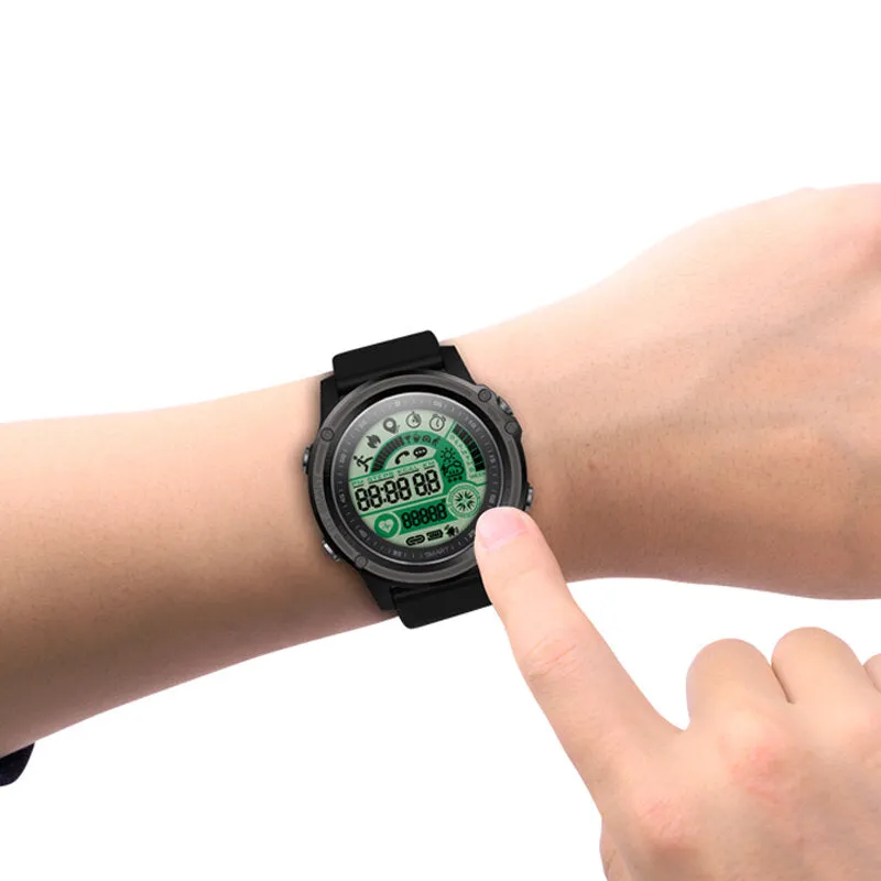 1.21 inch Full Touch Screen Sport Tracker Heart Rate Monitor Compass Call SMS Reminder Remote Control 3ATM Waterproof Smart Watch
