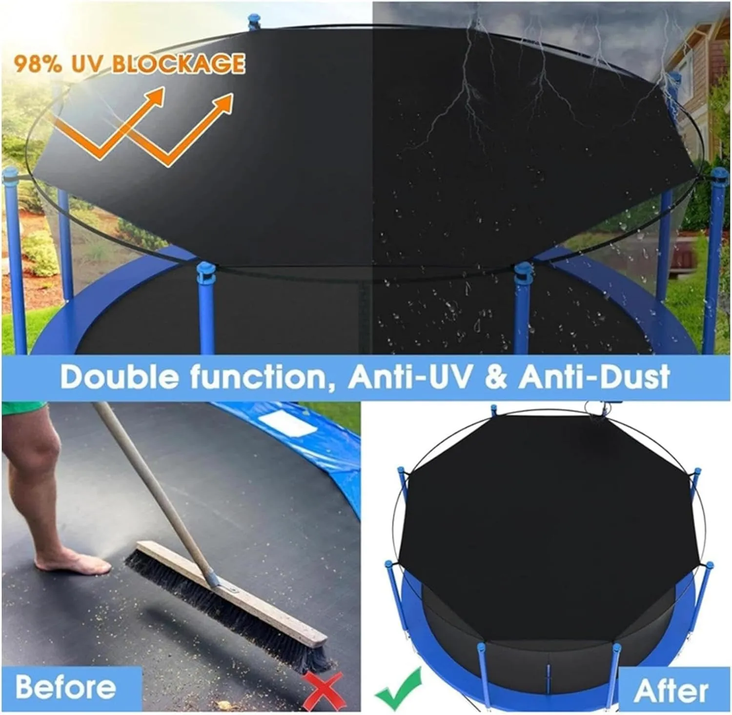 12ft 14ft 16ft Outdoor Trampoline Tent Cover Sun-Protection Trampoline Shade Cover, Trampolines Sunshade Accessories for Outdoor Backyard Playground