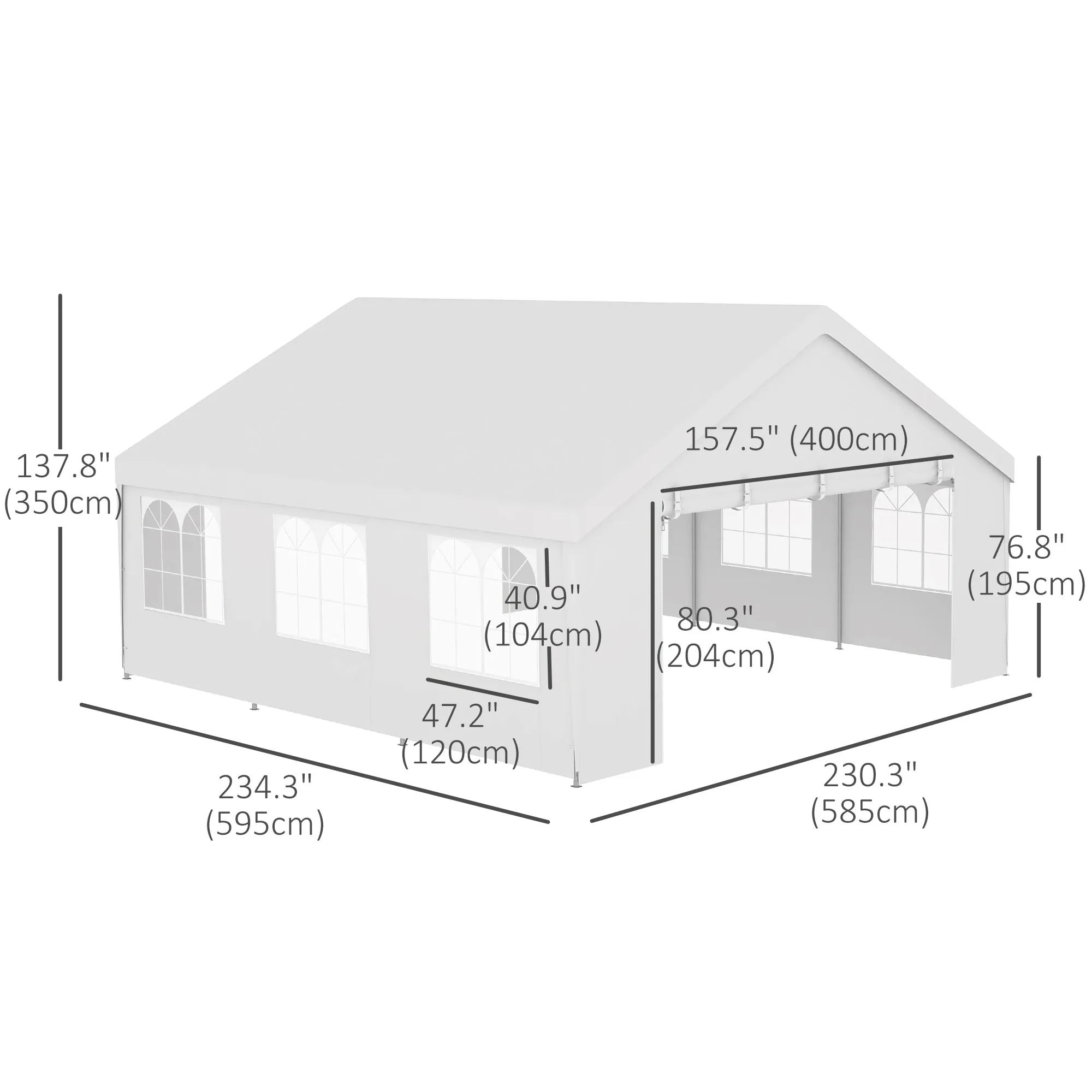 19.5' x 19' Event Tent with 2 Doors & 6 Mesh Windows