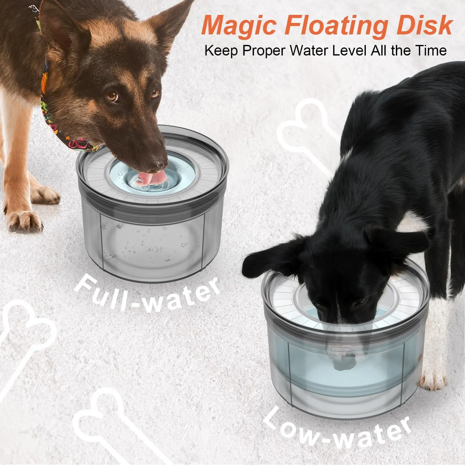 1Gallon Dog Water Bowl, 128oz No Spill Water Bowl for Dogs, Tritan BPA-Free Spill Proof Water Bowl with Non-Slip Mat, No Splash Slow Drinking Dog Water Bowl for Messy Drinker [Anti-Digging Lip]