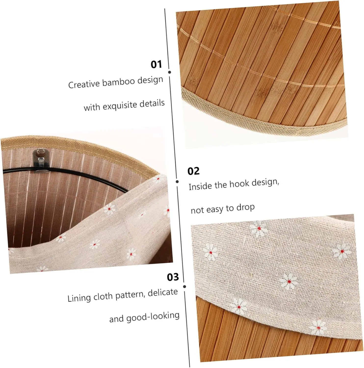 1pc Bamboo Trash Can Round Trash Can Collapsible Garbage Can Garbage Cans Woven Rubbish Container Clothes Storage Organzier Waste Bins Laundry Basket Sundries Bucket Clothing