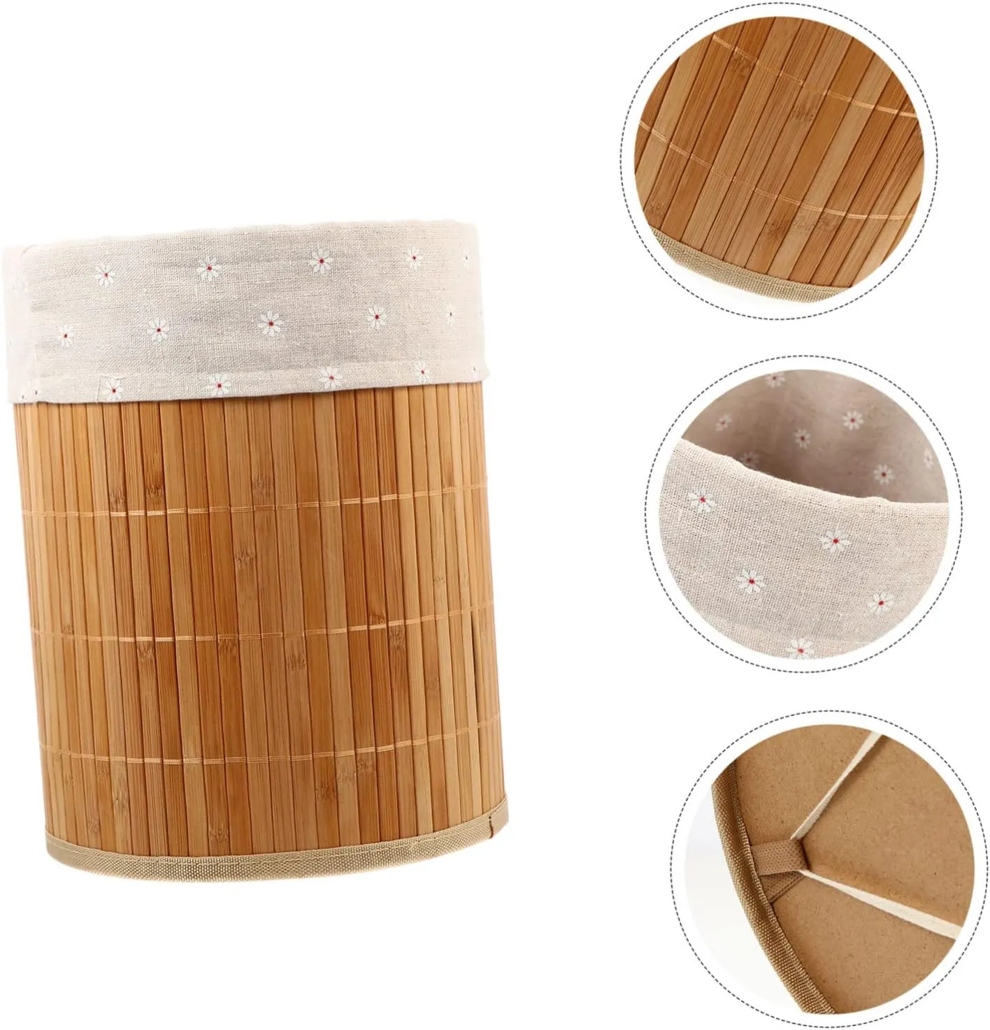 1pc Bamboo Trash Can Round Trash Can Collapsible Garbage Can Garbage Cans Woven Rubbish Container Clothes Storage Organzier Waste Bins Laundry Basket Sundries Bucket Clothing