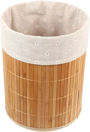 1pc Bamboo Trash Can Round Trash Can Collapsible Garbage Can Garbage Cans Woven Rubbish Container Clothes Storage Organzier Waste Bins Laundry Basket Sundries Bucket Clothing