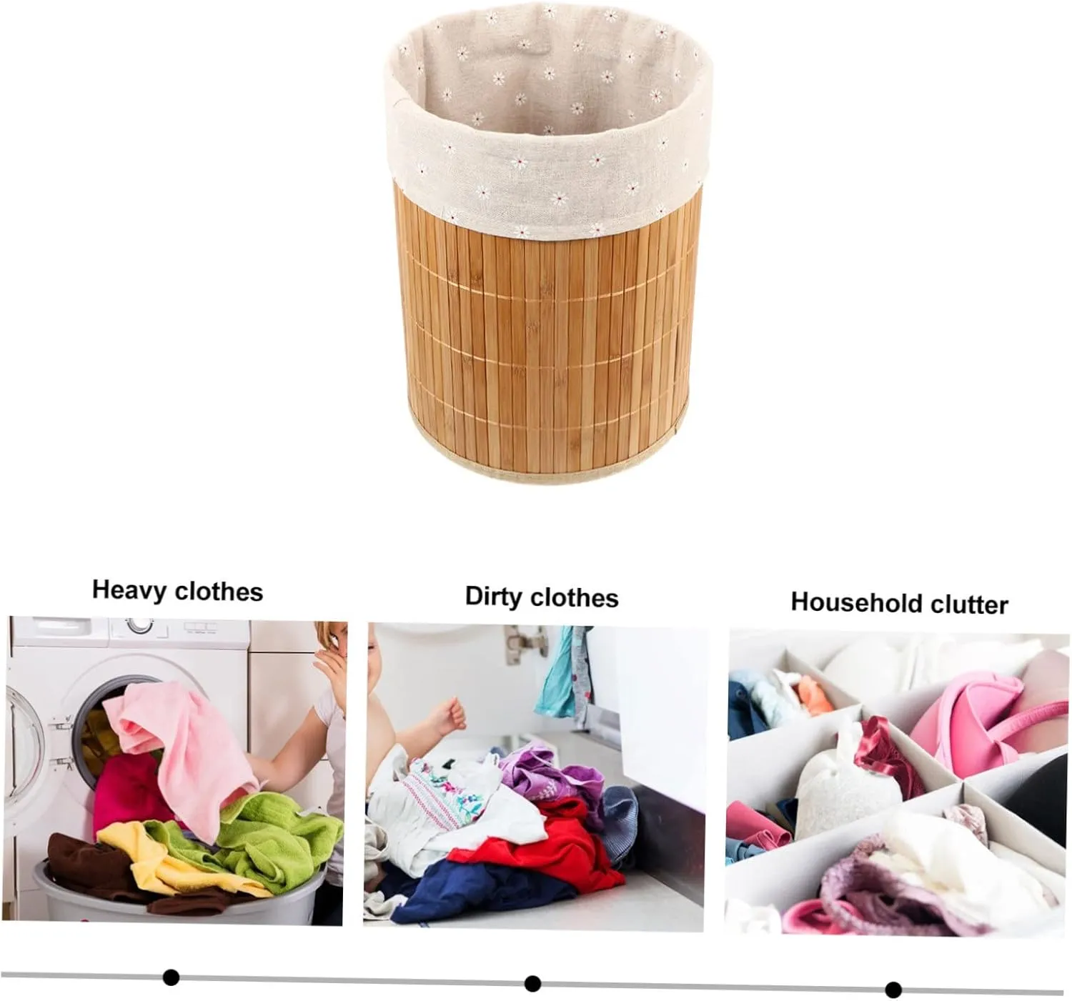 1pc Bamboo Trash Can Round Trash Can Collapsible Garbage Can Garbage Cans Woven Rubbish Container Clothes Storage Organzier Waste Bins Laundry Basket Sundries Bucket Clothing