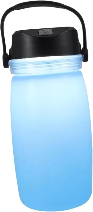1Pc USB Solar Charging Kettle Luminous Camping Water Bottle for Outdoor Hiking Lightweight Collapsible Design for Camping and Travel