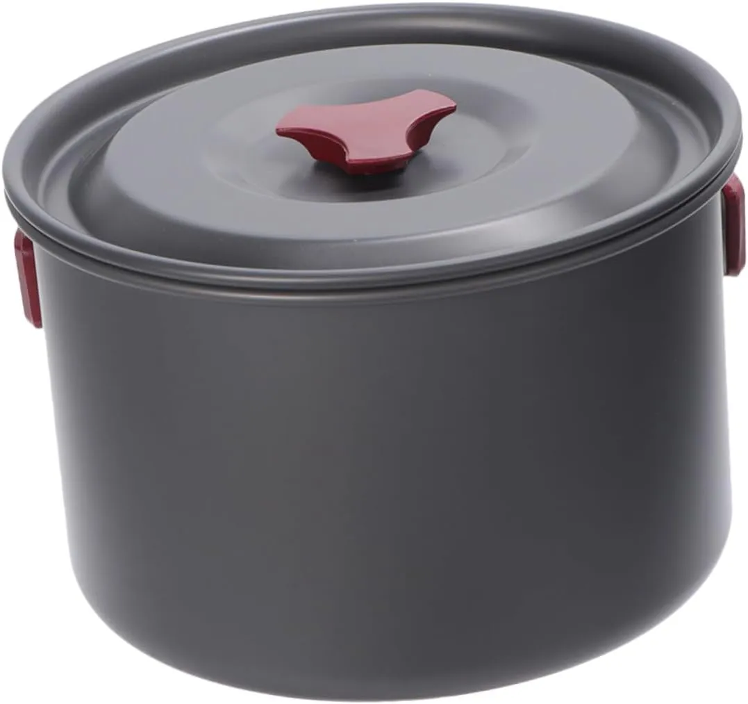 1pcs Aluminium Alloy Outdoor Cooking Pot Set Lightweight Single Pot for Camping High-Temperature Resistant Cookware Portable and Safe Cooking Tool for Grey