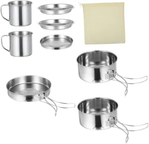 1Set Outdoor Camping Cookware Folding Cookware for Hiking Picnic BBQ Portable Cooking Gear for People Essential Camping Pots Pans