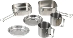1Set Stainless Steel Camping Cookware Portable Picnic Pots Frying Pan and Cups for Outdoor Cooking Hiking and Backpacking Gear