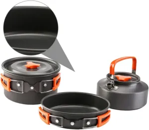 2-3 Person Camping Pot Set Aluminum Outdoor Cookware Set Portable Cutlery for Hiking Picnic Outdoor Activities