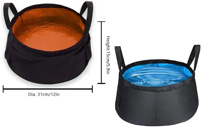 2-Pack Collapsible Bucket with Handle 2 Gallon Portable Camping Wash Basin Folding Water Container for Fishing Beach