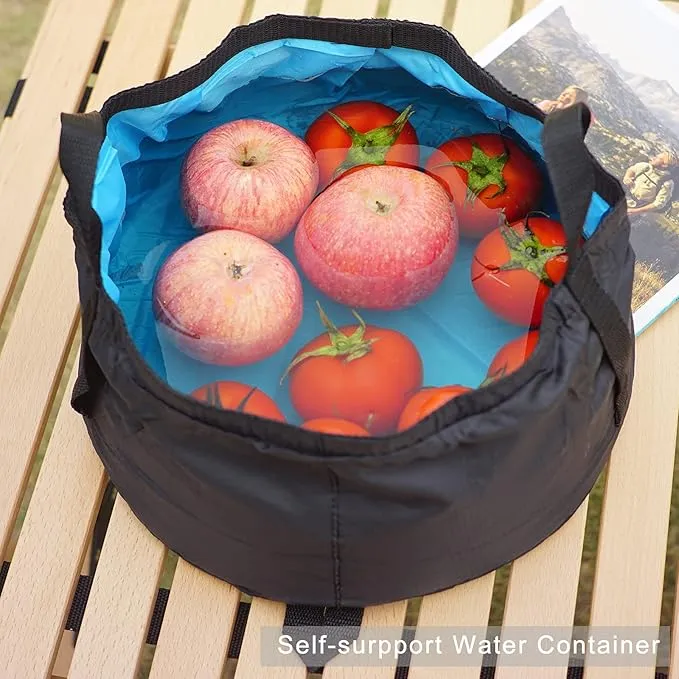 2-Pack Collapsible Bucket with Handle 2 Gallon Portable Camping Wash Basin Folding Water Container for Fishing Beach