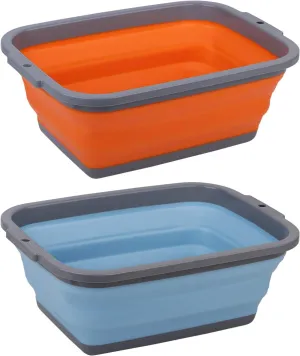 2 Pack Collapsible Sink with 2.25 Gal / 8.5L Each, Foldable Dish Tub for Washing Dishes, Camping, Hiking and Home, Portable Washing Basin