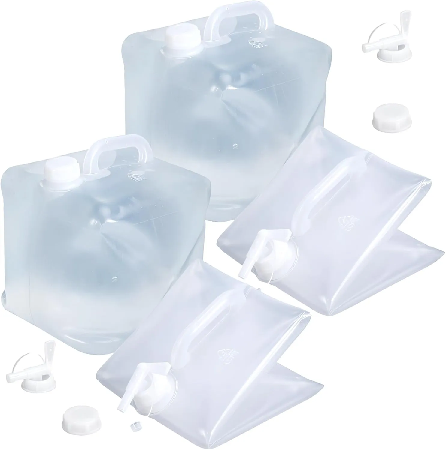 2 Pack Collapsible Water Storage Containers, 2×5.3 Gallon BPA Free Water Bag Jug with Spigot for Camping Hiking Backpacking Outdoors & Emergency