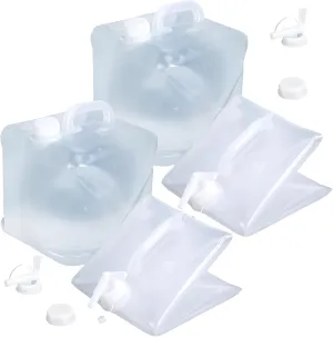 2 Pack Collapsible Water Storage Containers, 2×5.3 Gallon BPA Free Water Bag Jug with Spigot for Camping Hiking Backpacking Outdoors & Emergency