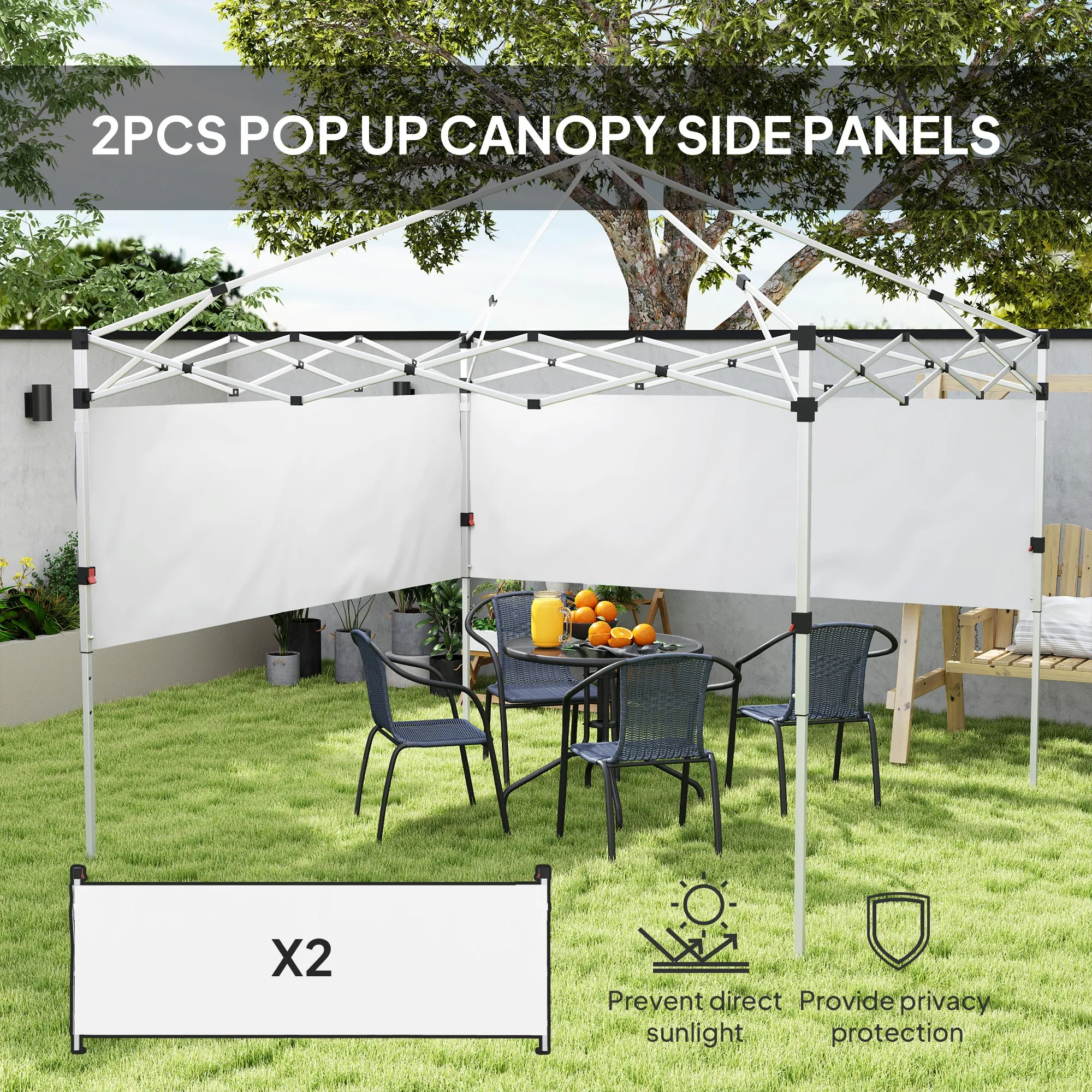 2-Pack Half Sidewalls for 10' x 10'/20' Canopy,UPF 30  UV-Resistant, White