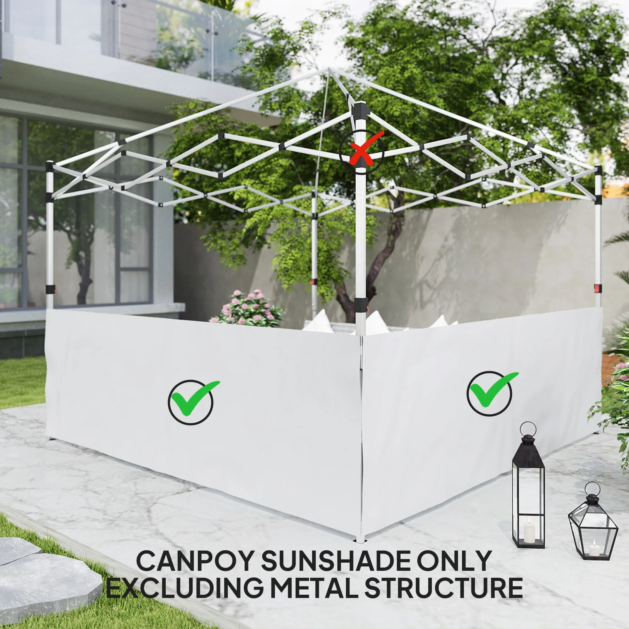 2-Pack Half Sidewalls for 10' x 10'/20' Canopy,UPF 30  UV-Resistant, White