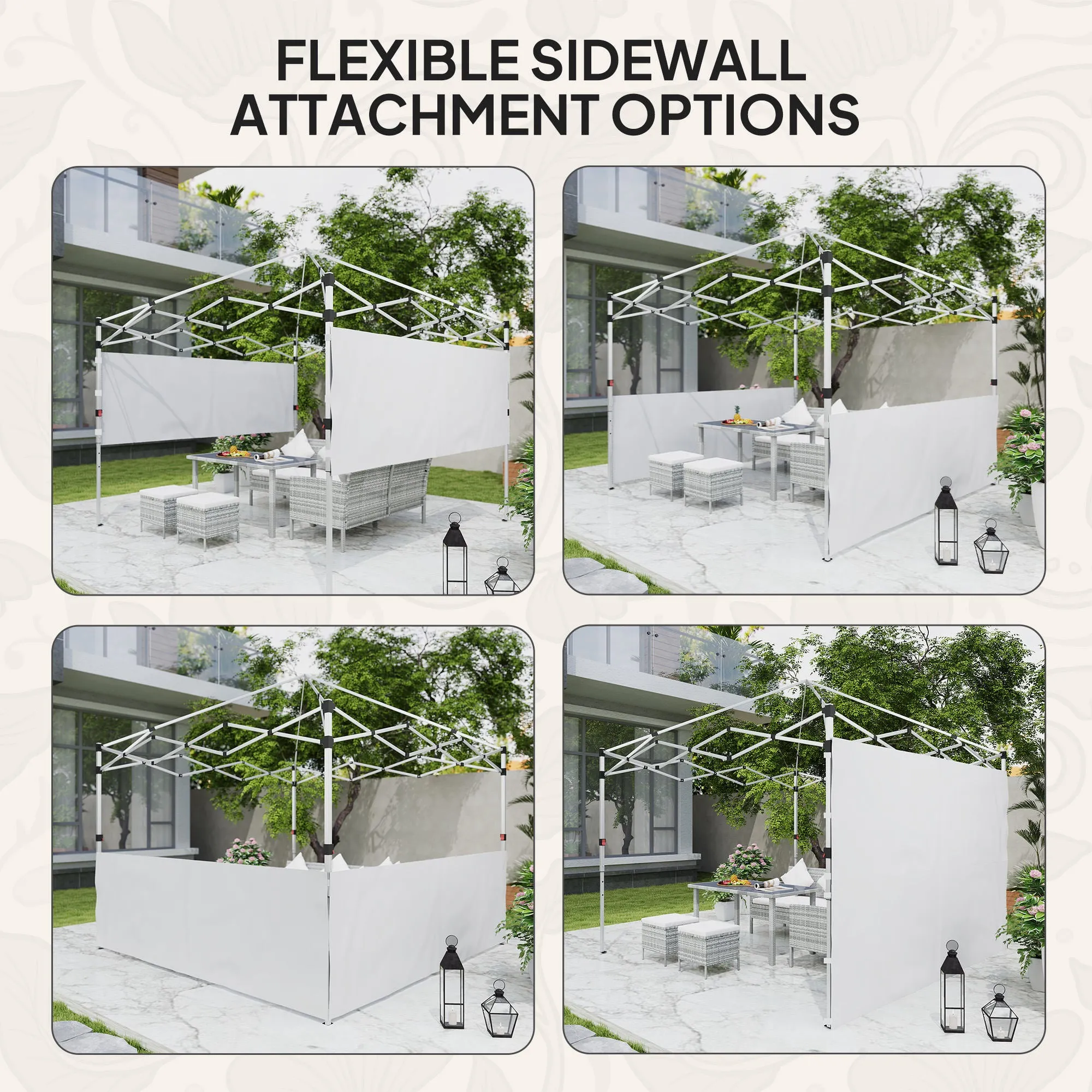 2-Pack Half Sidewalls for 10' x 10'/20' Canopy,UPF 30  UV-Resistant, White