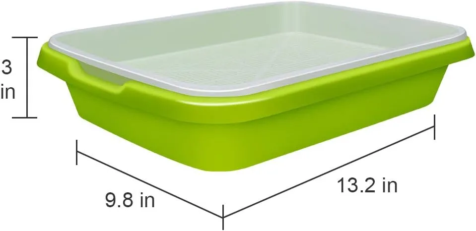 2-Pack Seed Sprouter Tray BPA Free PP Soil-Free Big Capacity Healthy Wheatgrass Grower Sprouting Container Kit with Lid (2, Green)
