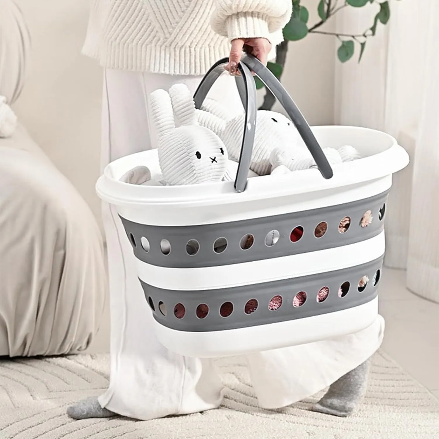 2 Pack Small Collapsible Laundry Basket - 4.2 Gallon (16L) with Handle - Foldable Pop-up Storage Container, Durable & Waterproof Organizer - Space-Saving Portable Hamper for Sorting Clothes