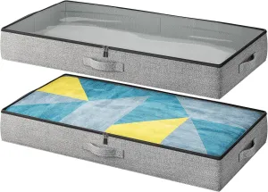 2-Pack Under Bed Storage Containers, 4.5 Inches Tall Low Profile Underbed Clothes Storage Organizer Bin with Sturdy Sidewalls/Bottom, Underbed Storage Bins 2 Storage Thin Bins