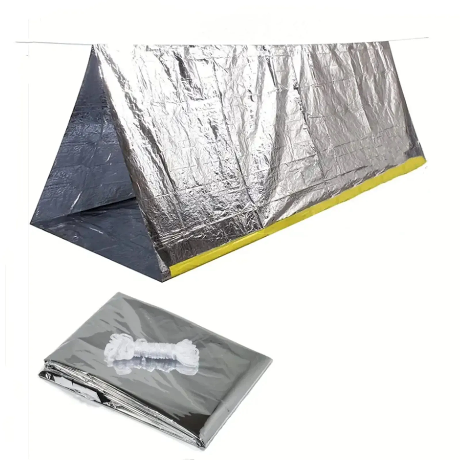 2 Person Emergency Shelter Bivy Survival Tent Kit Mylar Tube Tent Sleeping Bag Waterproof Outdoor SOS Thermal Blanket Reusable