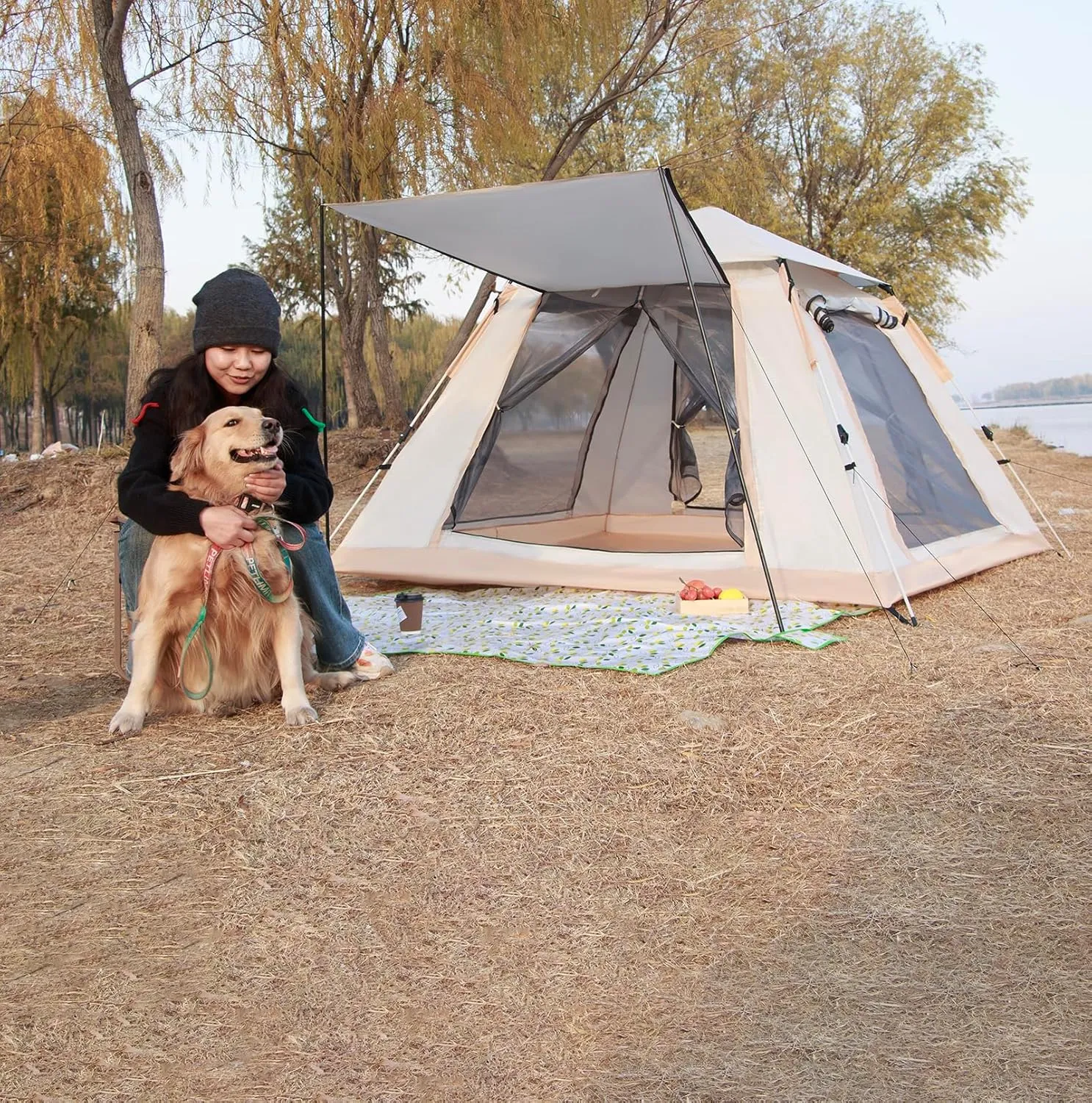 2 Person Windproof Oxford Tent Easy Setup Backpacking Tent for Camping, Hiking, Traveling