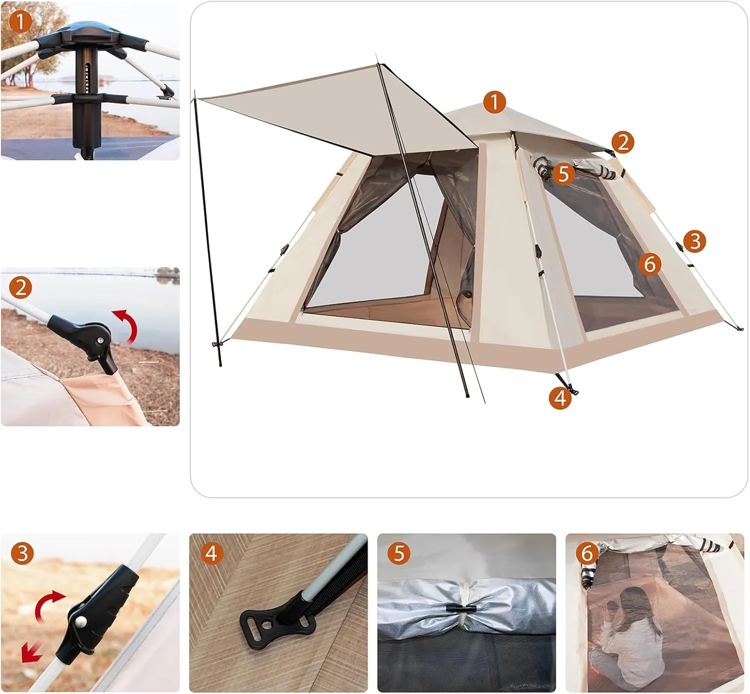 2 Person Windproof Oxford Tent Easy Setup Backpacking Tent for Camping, Hiking, Traveling