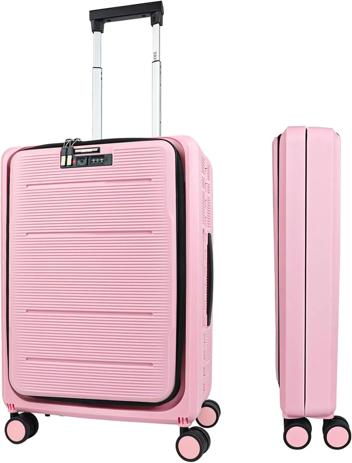 20-Inch Lightweight Collapsible Expandable Carry-On Suitcase – Water and Impact Resistant, Silent Double Spinner Wheels, Airline Approved (Pink)