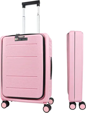 20-Inch Lightweight Collapsible Expandable Carry-On Suitcase – Water and Impact Resistant, Silent Double Spinner Wheels, Airline Approved (Pink)