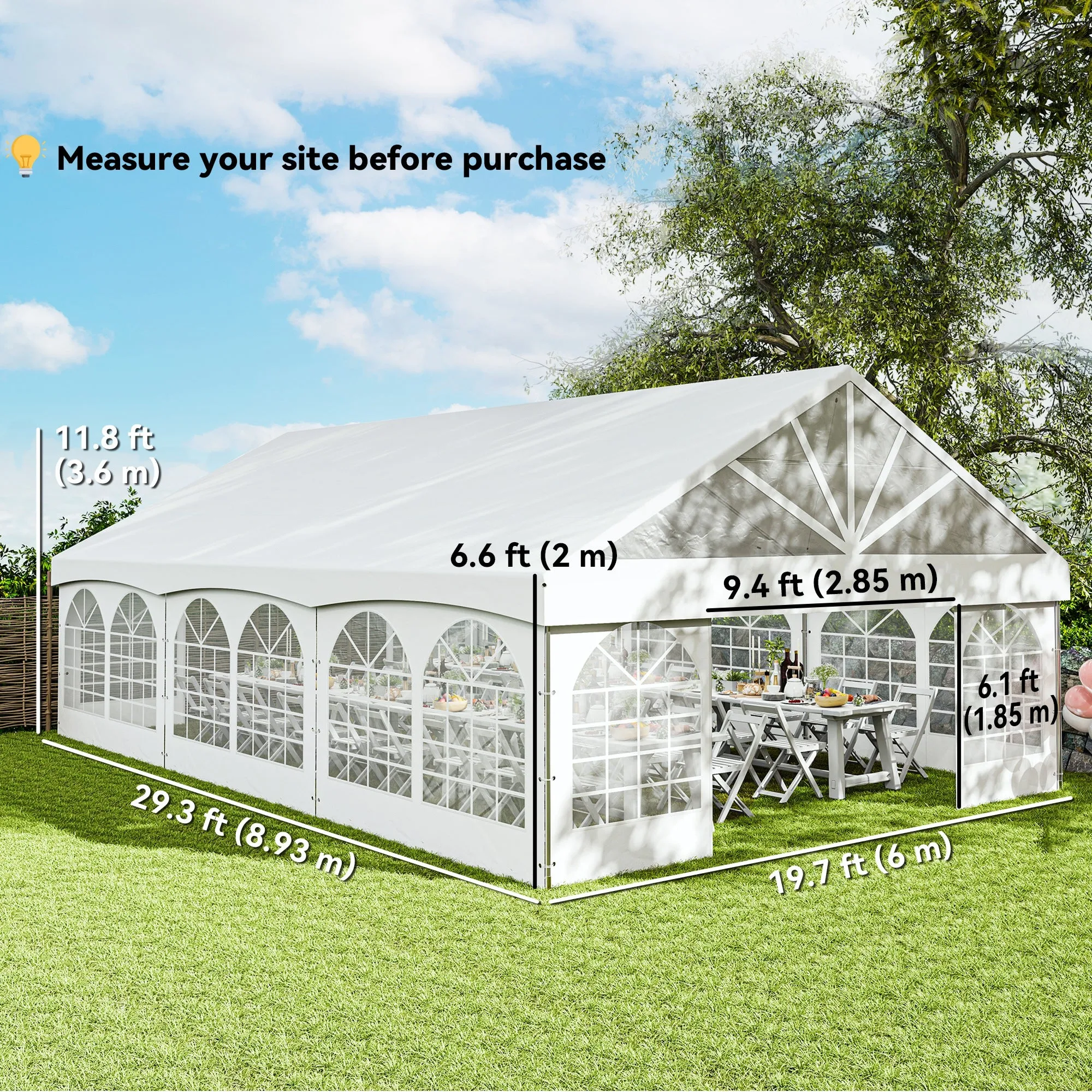 20' x 30' Heavy Duty Party Tent with 480gsm Fabric & Carry Bags