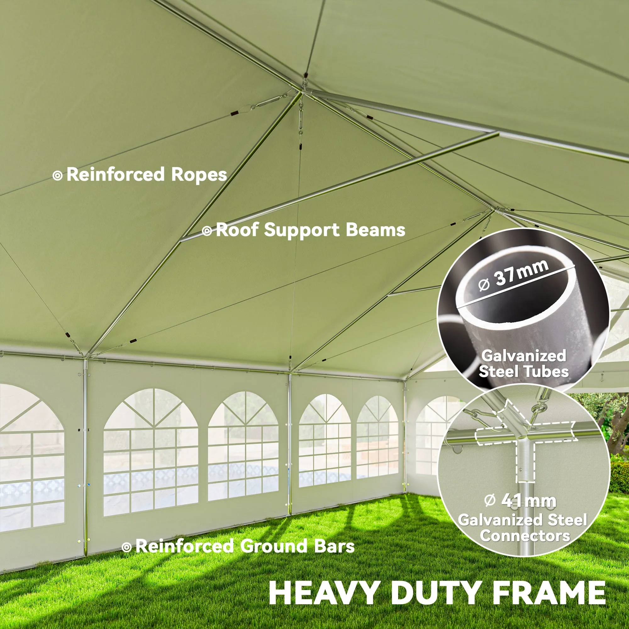 20' x 30' Heavy Duty Party Tent with 480gsm Fabric & Carry Bags