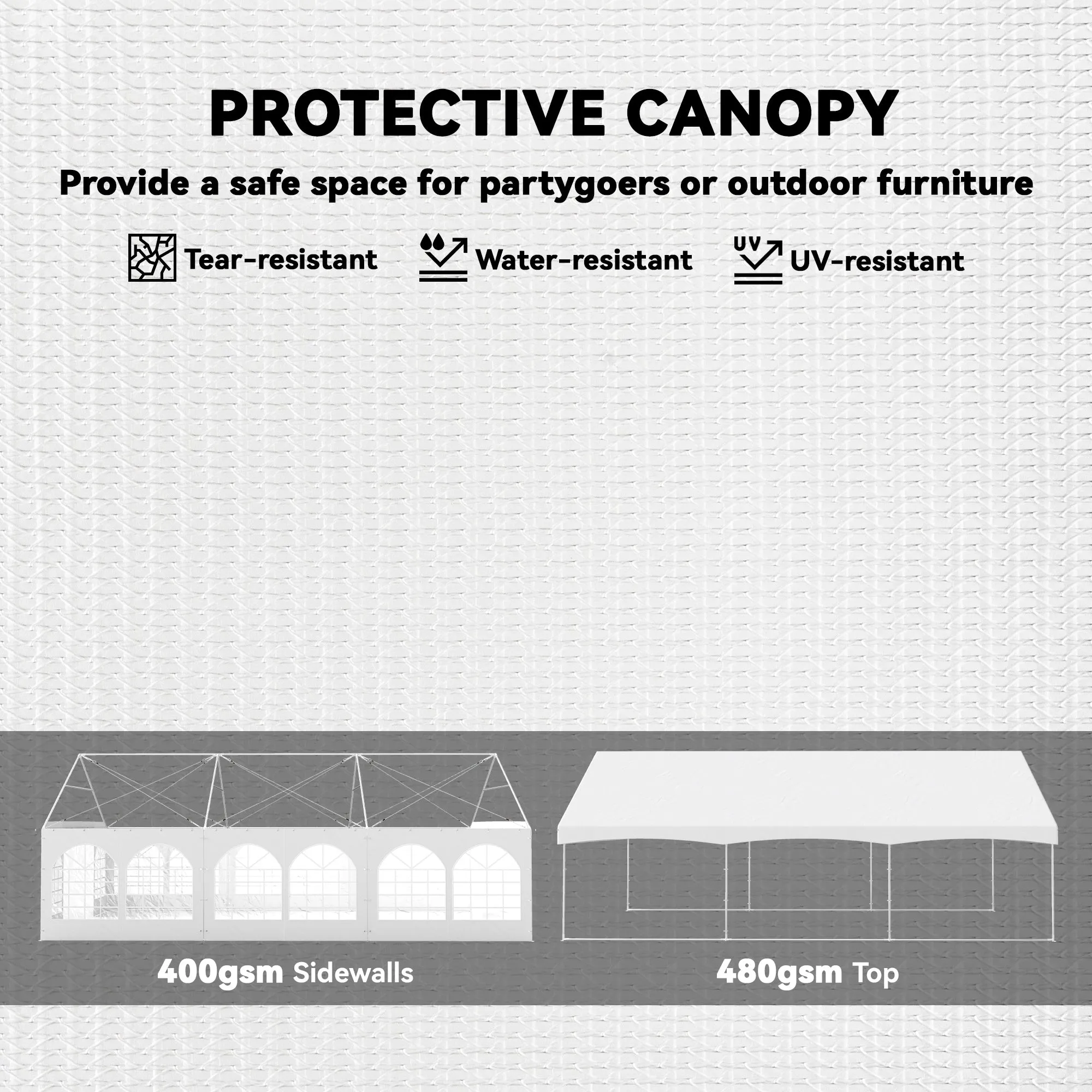 20' x 30' Heavy Duty Party Tent with 480gsm Fabric & Carry Bags