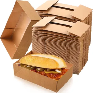 200 Pcs Kraft Food Trays 4 Corner Pop up Food Tray Disposable Foldable Cardboard Movie Night Snack Trays Party Container Box for Holding Drink at Stadiums or Theaters