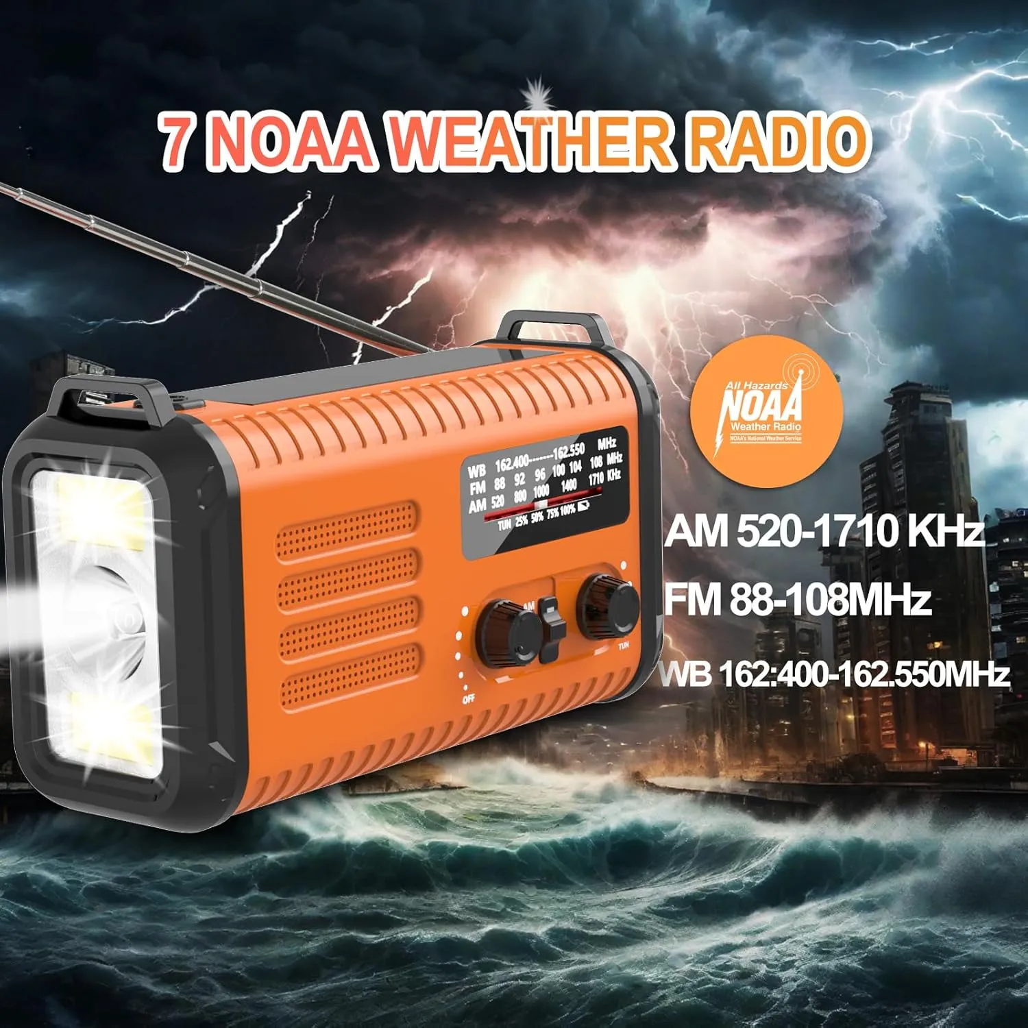 20000mAh Emergency Radio, Weather Radio Portable AM/FM/NOAA with Battery Backup, Hand Crank Radio Solar Radios, Flashlight Light, Headphone Jack, SOS Alarm for Outdoor Camping