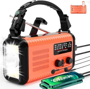 20000mAh Emergency Radio, Weather Radio Portable AM/FM/NOAA with Battery Backup, Hand Crank Radio Solar Radios, Flashlight Light, Headphone Jack, SOS Alarm for Outdoor Camping