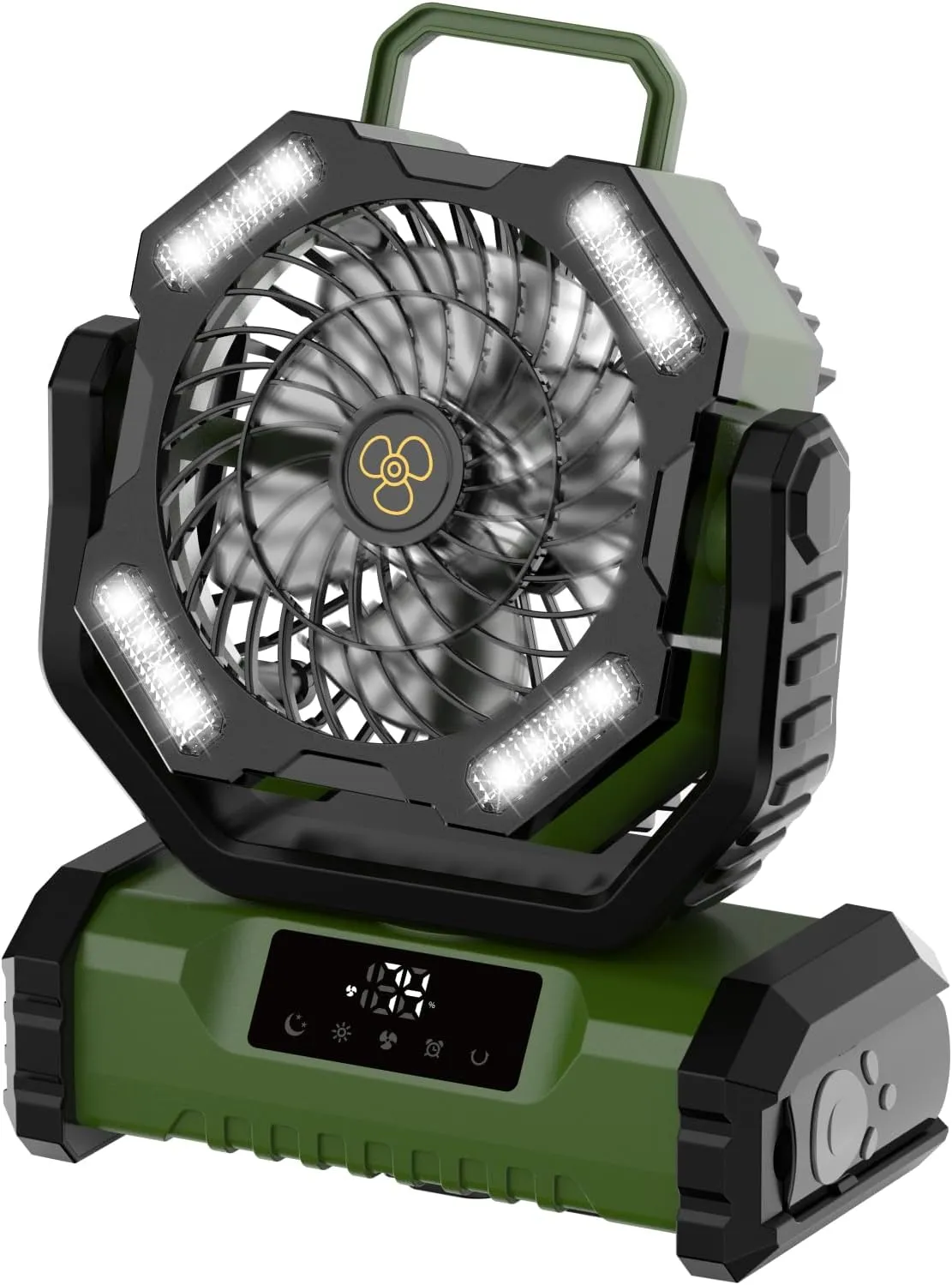 20000mAh Portable Fan with Touch Screen, 5-Speed Strong Airflow LED Camping Fan, Ventilador Recargable with Remote for Tent, Camping, Indoor, Travel (Green)