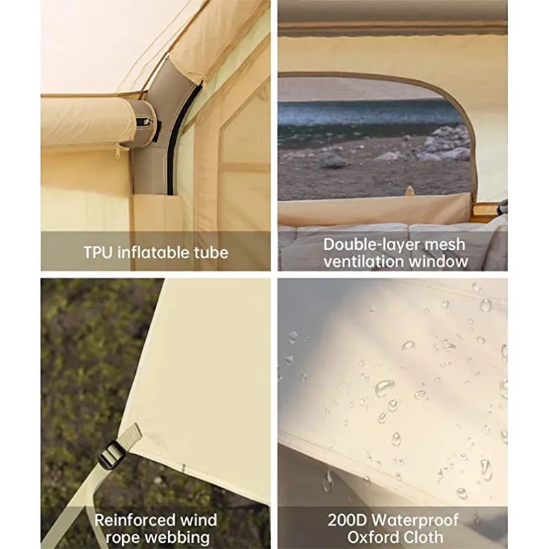 2023 New Large Camping Tent: Waterproof Inflatable Tent House for Family Hiking, Camping, Backpacking, and Beach Trips