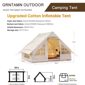 2023 New Large Camping Tent: Waterproof Inflatable Tent House for Family Hiking, Camping, Backpacking, and Beach Trips