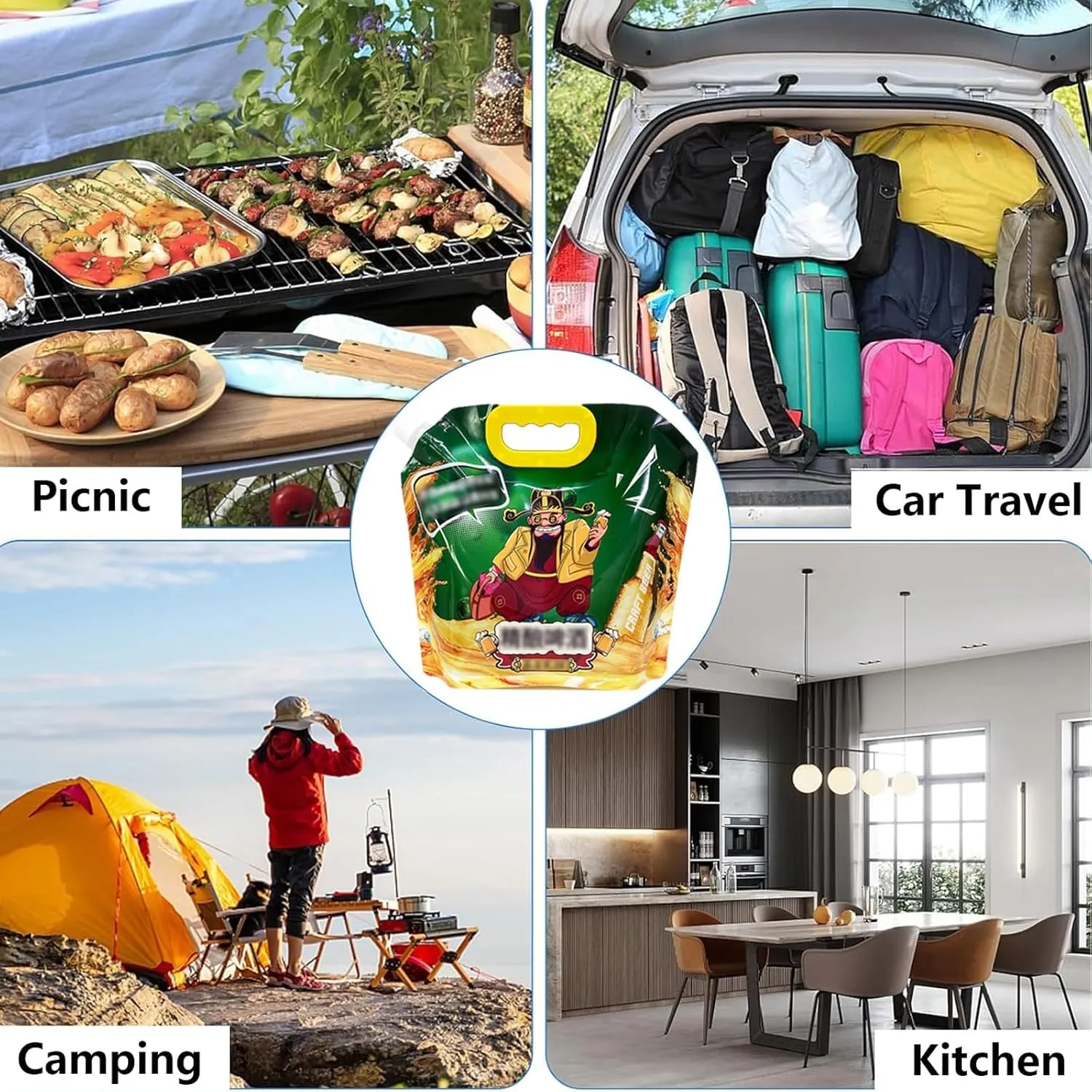 2024 New Collapsible Water Container Bag, Portable Clear Plastic Water Bag, Food Grade BPA Free Outdoor Camping Water Storage Bag for Camping Hiking Backpack Emergency(3PCS,2.5L)